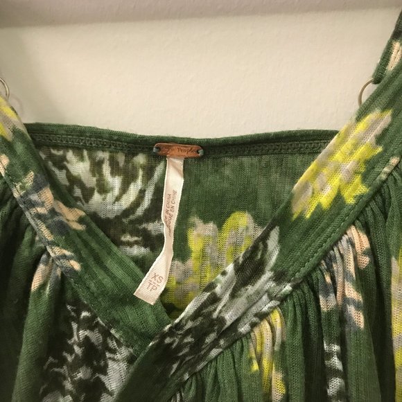 Free People Green Floral Print Ruffled Tank Top - Picture 4 of 4